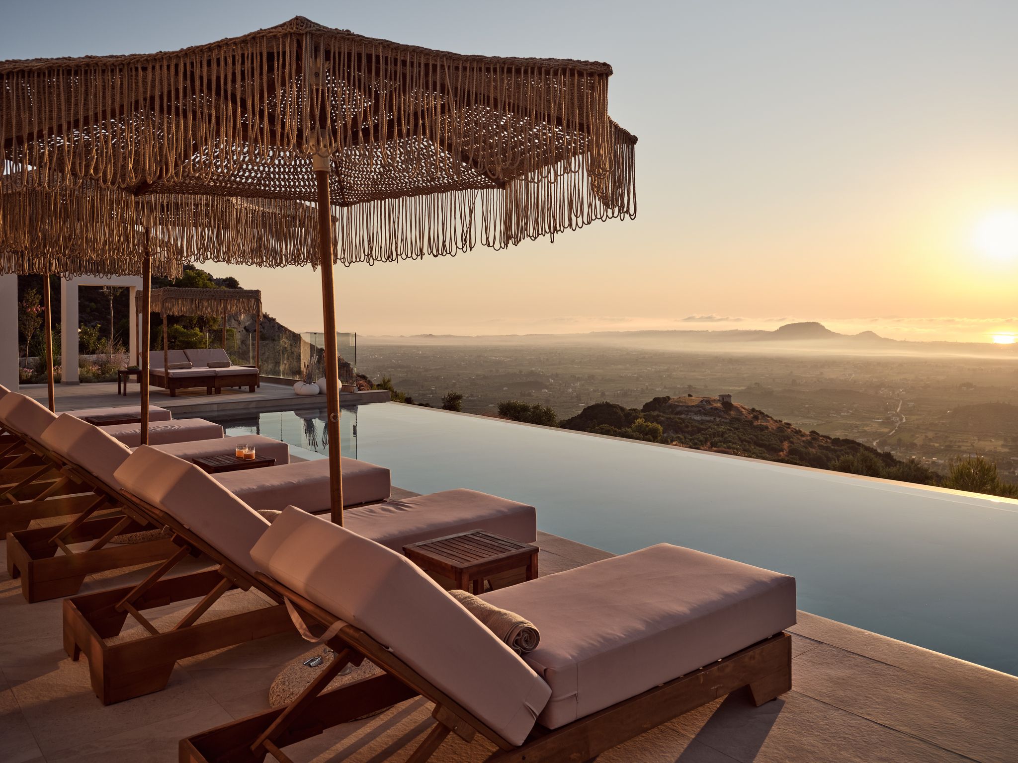 Sunset over the Ionian from the pool terrace