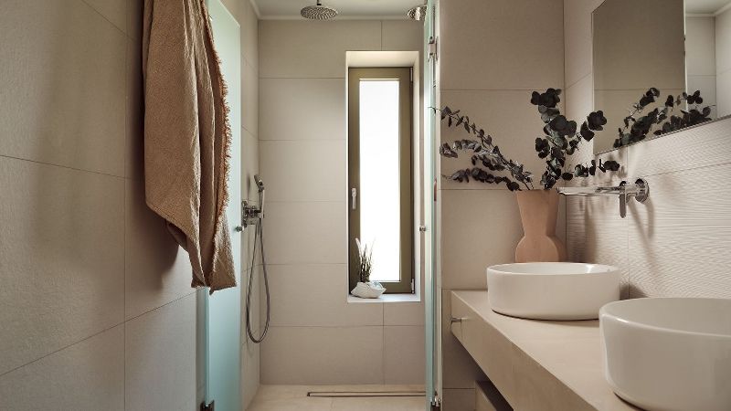 Bathroom with double basin and shower – Segreto Del Lusso, Zakynthos