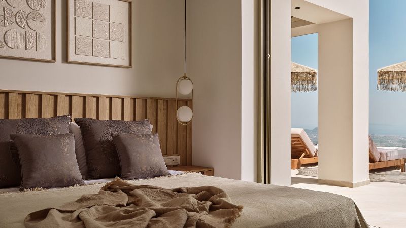 Bedroom with terrace access doors – Segreto Del Lusso, Zakynthos